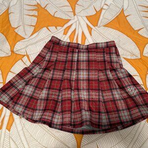 Halara High Waisted 2-in-1 Side Pocket Plaid Pleated Mini Casual Skirt